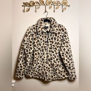 Torrid Leopard Print Full Zip Fuzzy Teddy